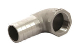 VETUS Hose connector 90°, stainless steel (AISI 316), female G1/2'', hose 19 mm QB05FD-19